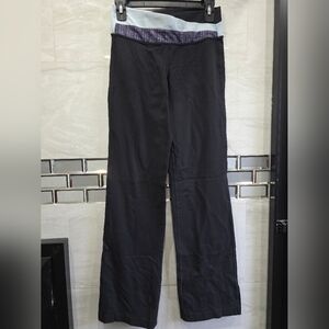 lululemon athletica Black Leggings with Light Blue & Patterned Waistband